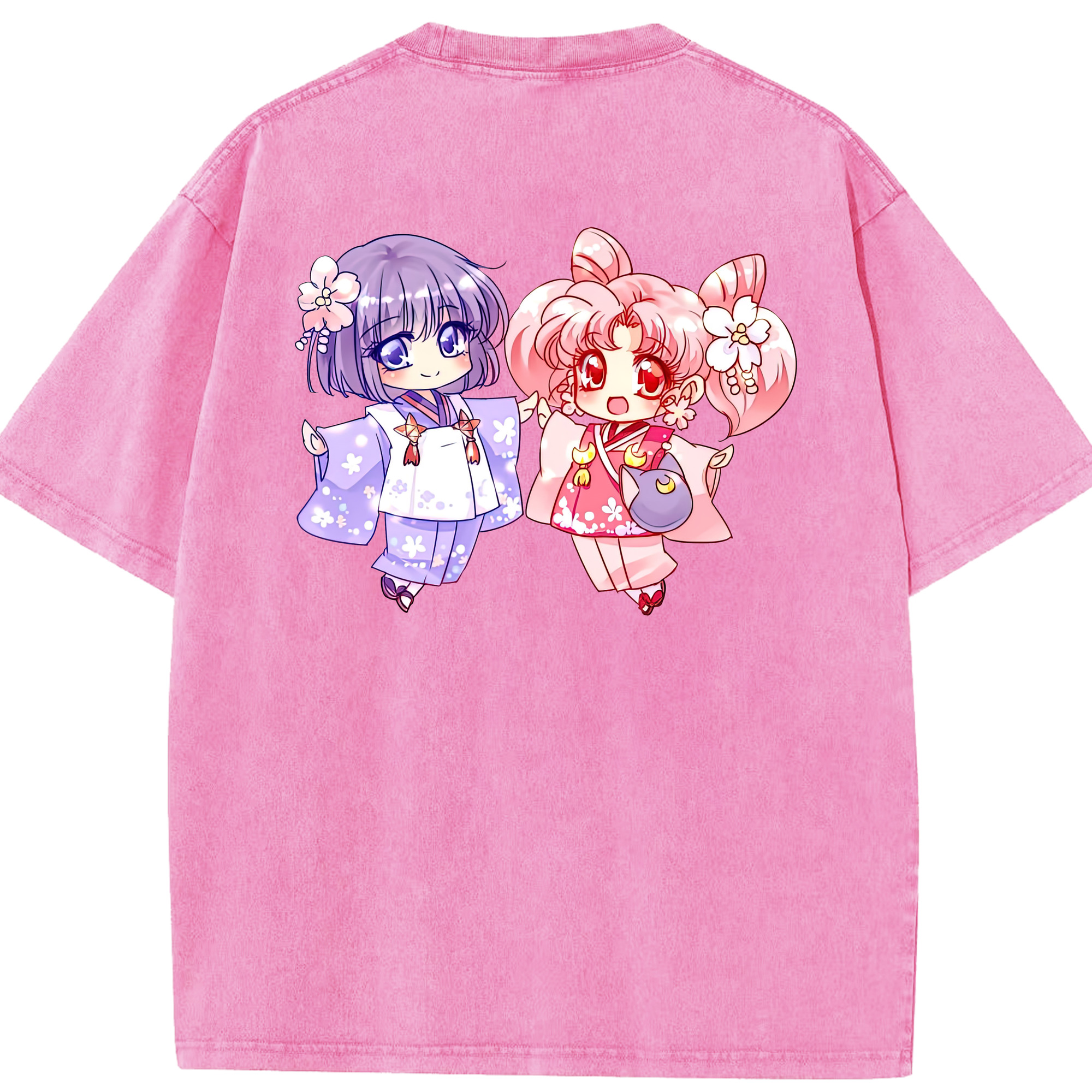 （画像用） 美少女戦士セーラームーン ちびうさ Sailor Moon Chibiusa Tsukino Usagi Small Lady Serenity 綿100% ヴィンテージ風 半袖Tシャツ（背面プリント）